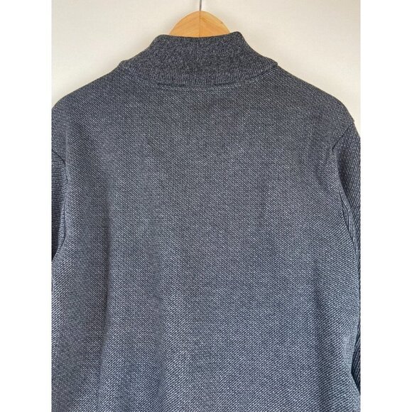 ROBERT GRAHAM Long Sleeve Quarter Zip Neck Shirt Sweater In Dark Grey - Picture 13 of 14